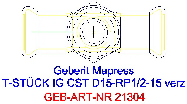GE Mapress C-Stahl T-Stück mit IG d15-Rp1/2-15 verzinkt_21304_G
