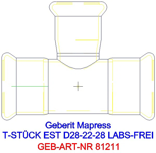 GE Mapress Edelstahl T-Stück reduziert (LABS-frei) d28-22-28_81211_A