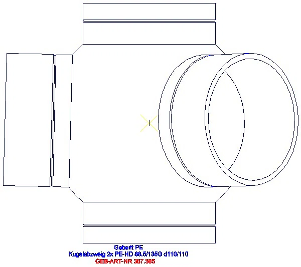 GE PE Kugelabzweig 88,5Gr zweifach Anschlüsse 135Gr versetzt d110/110_367.385.16.1_A