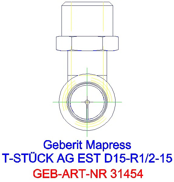 GE Mapress Edelstahl T-Stück mit AG d15-R1/2-15_31454_L