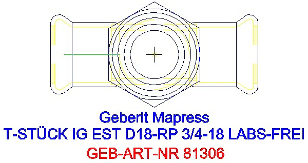 GE Mapress Edelstahl T-Stück mit IG (LABS-frei) d18-Rp3/4-18_81306_G