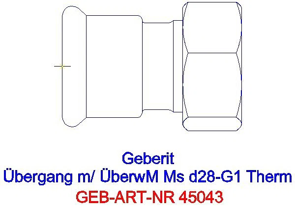 GE Mapress Therm Übergang mit Überwurfmutter d28-G1_45043_A