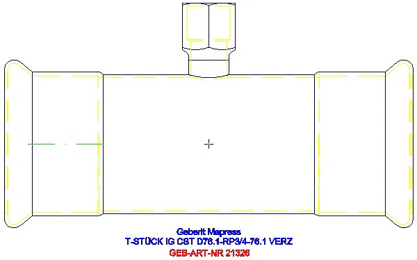 GE Mapress C-Stahl T-Stück mit IG d76,1-Rp3/4-76,1 verzinkt_21326_A