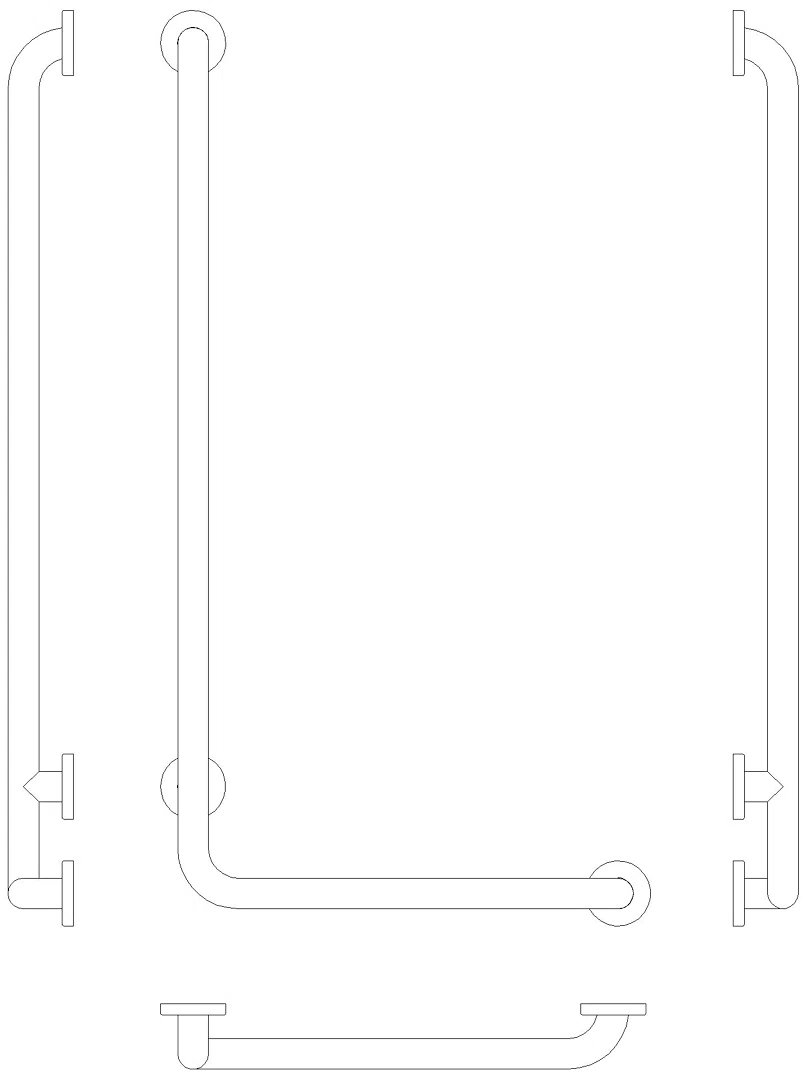 HEWI Winkelgriff (USA) Serie 801, matt, AM:36 x 18" felsgrau