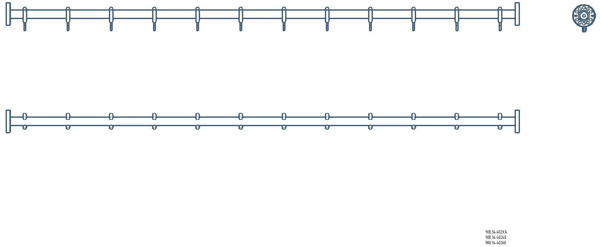 HEWI Vorhangstange, d:25, L=1524mm, plvb schw tma