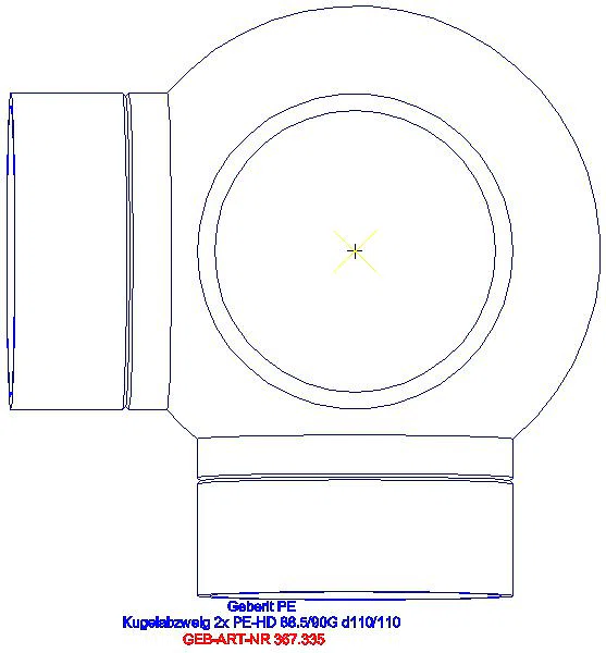 GE PE Kugelabzweig 88,5Gr zweifach Anschlüsse 90Gr versetzt d110/110_367.335.16.1_G