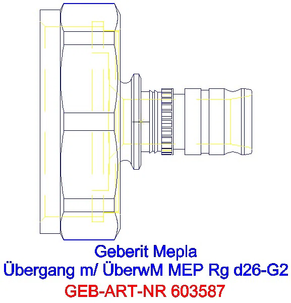 GE Mepla Übergang mit Überwurfmutter Rg d26-G2_603.587.00.5_G