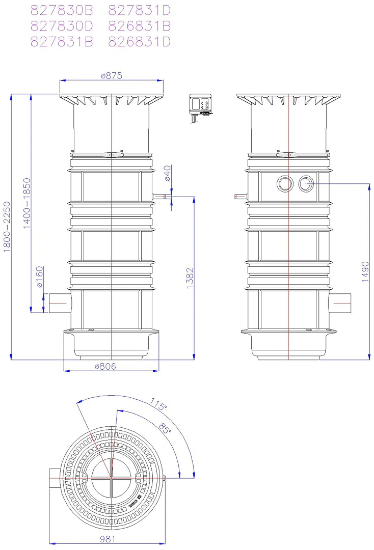 KESSEL-Pumpstation Aquapump Medium Mono, GTF 1200, 1800-2250 mm, Klasse D
