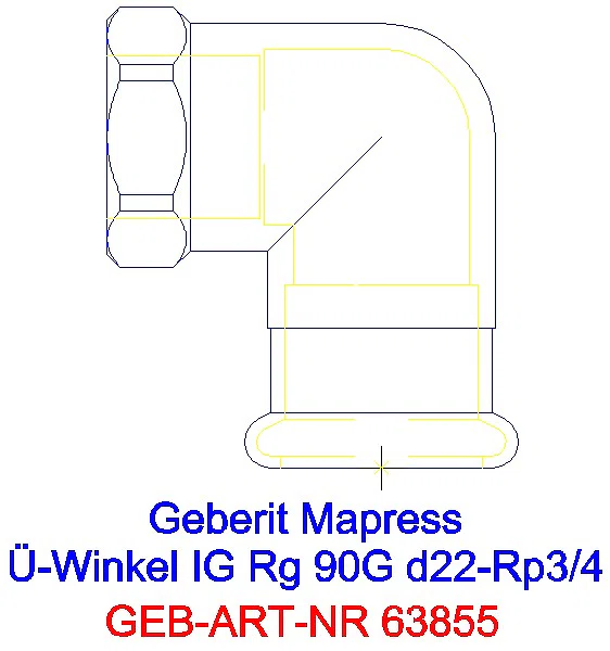 GE Mapress Kupfer Übergangswinkel 90Gr mit IG Rg d22-Rp3/4_63855_A