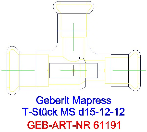 GE Mapress C-Stahl T-Stück reduziert Ms d15-12-12_61191_A