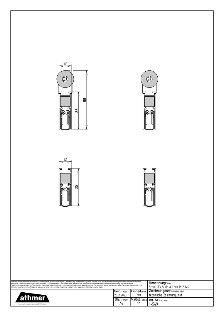 1-549 Schall-Ex Slide lock M-12 WS