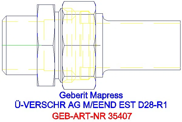 GE Mapress Edelstahl Übergangsverschr. mit AG und Einschubende d28-R1_35407_G