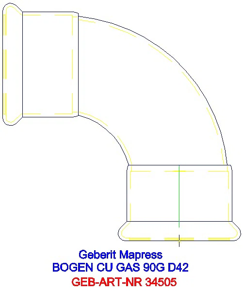 GE Mapress Kupfer Bogen 90Gr (Gas) d42_34505_A