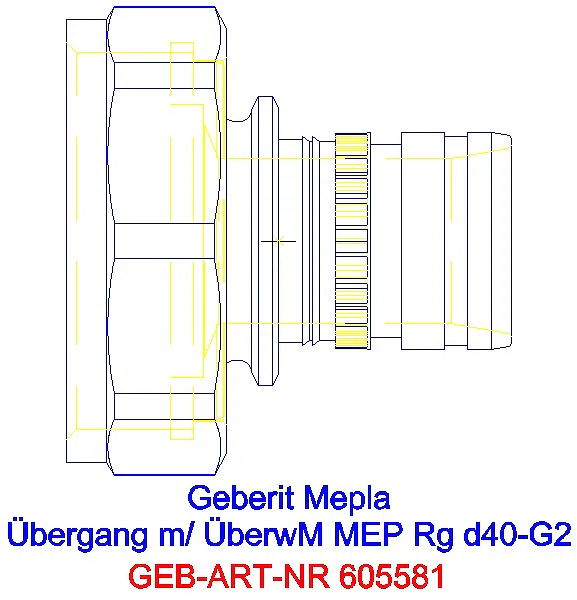 GE Mepla Übergang mit Überwurfmutter Rg d40-G2_605.581.00.5_A