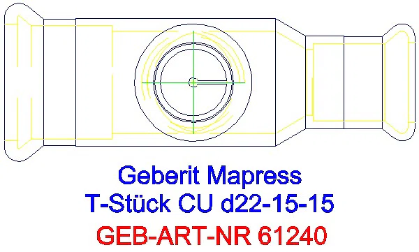 GE Mapress Kupfer T-Stück reduziert d22-15-15_61240_G