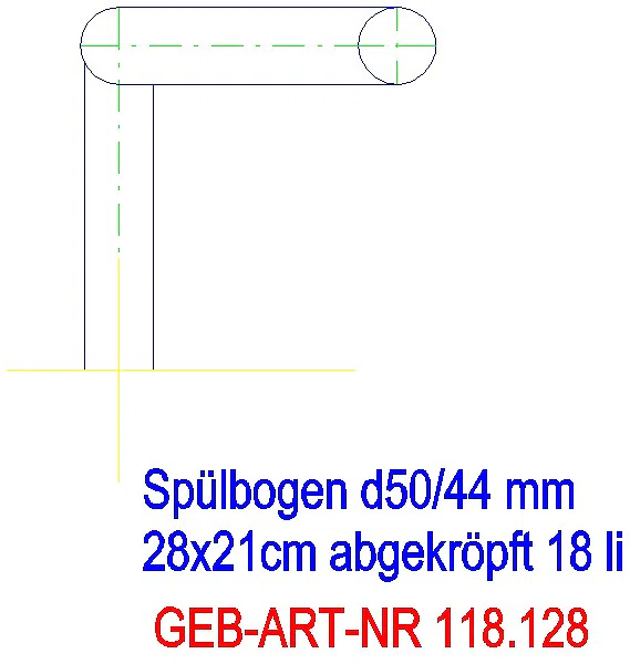 GE Spülbogen 90Gr 28x21 cm links gekröpft 18 cm weiß-alpin d50/44_118.128.11.1_G