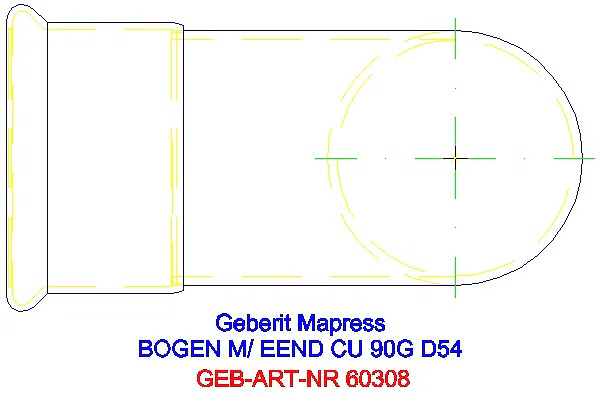 GE Mapress Kupfer Bogen 90Gr mit Einschubende d54_60308_G