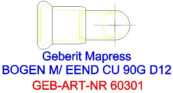 GE Mapress Kupfer Bogen 90Gr mit Einschubende d12_60301_G