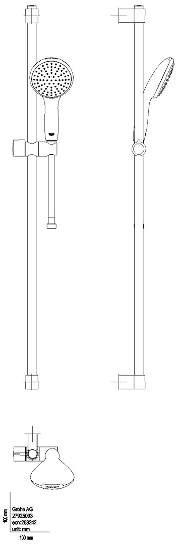 GROHE Brausestangenset Tempesta 110 27925_3 900mm 1 Strahl 7,6 l/min chrom
