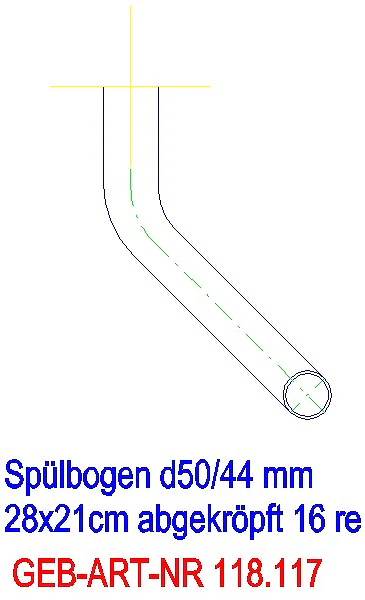 GE Spülbogen 90Gr 28x21 cm rechts gekröpft 16 cm weiß-alpin d50/44_118.117.11.1_A