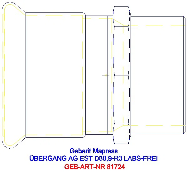 GE Mapress Edelstahl Übergang mit AG (LABS-frei) d88.9-R3_81724_A