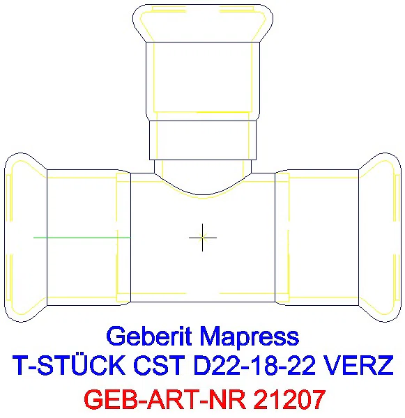 GE Mapress C-Stahl T-Stück reduziert d22-18-22 verzinkt_21207_A