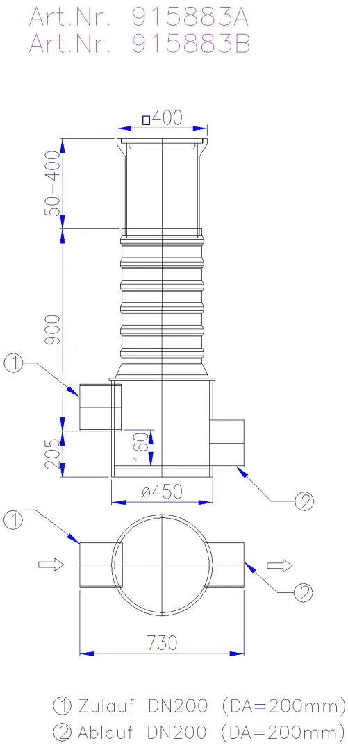 KESSEL-Probenahmeschacht DN200, Klasse B