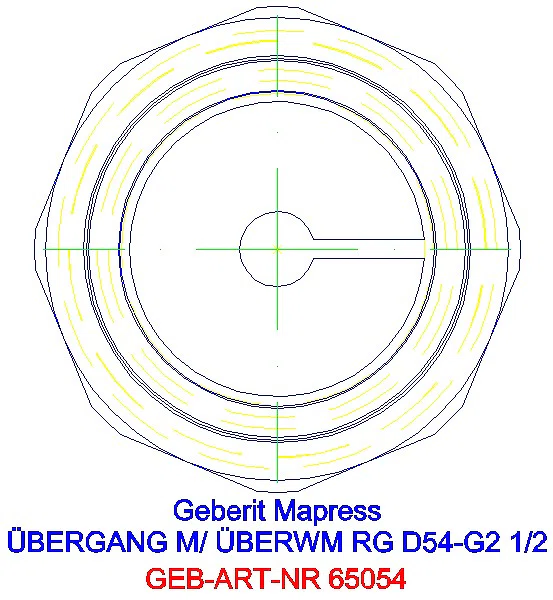 GE Mapress Kupfer Übergang mit Überwurfmutter Rg d54-G2 1/2_65054_L