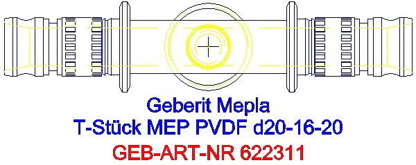 GE Mepla T-Stück reduziert PVDF d20-16-20_622.311.00.5_G