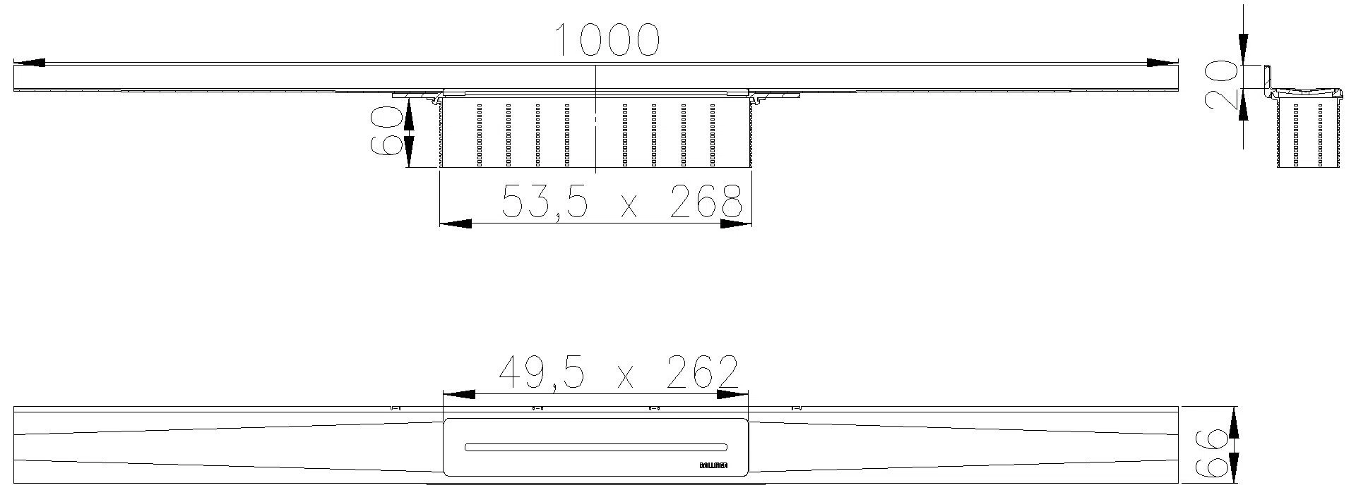 DALLMER Duschrinne CeraWall Pure, 1000 mm