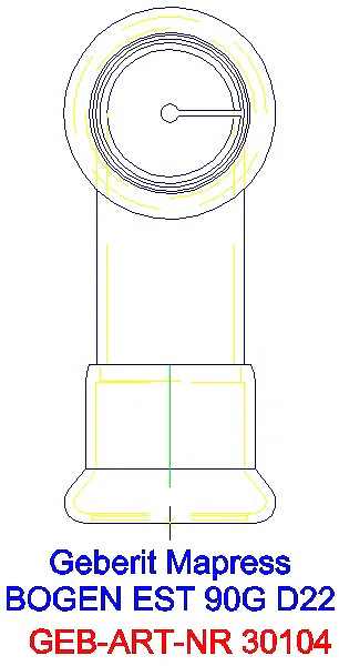 GE Mapress Edelstahl Bogen 90Gr d22_30104_L
