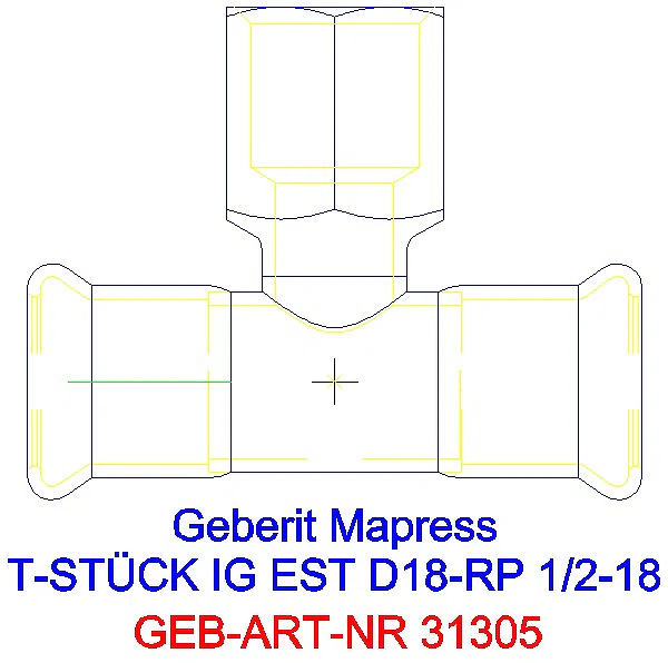 GE Mapress Edelstahl T-Stück mit IG d18-Rp1/2-18_31305_A