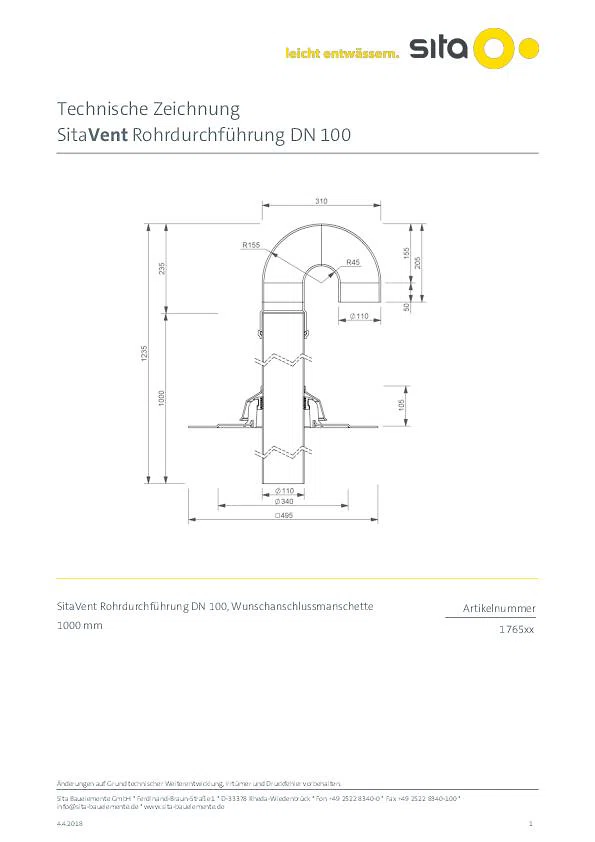 SitaVent Rohrdurchführung