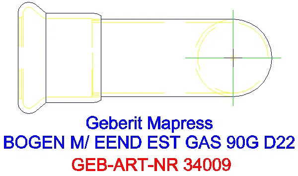 GE Mapress Edelstahl Bogen 90Gr d22 mit Einschubende (Gas)_34009_G
