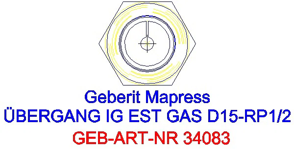 GE Mapress Edelstahl Übergang mit IG (Gas) d15-Rp1/2_34083_L