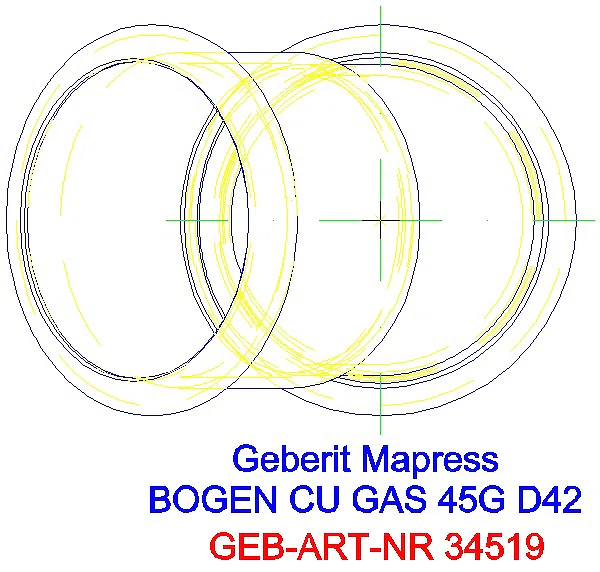 GE Mapress Kupfer Bogen 45Gr (Gas) d42_34519_G