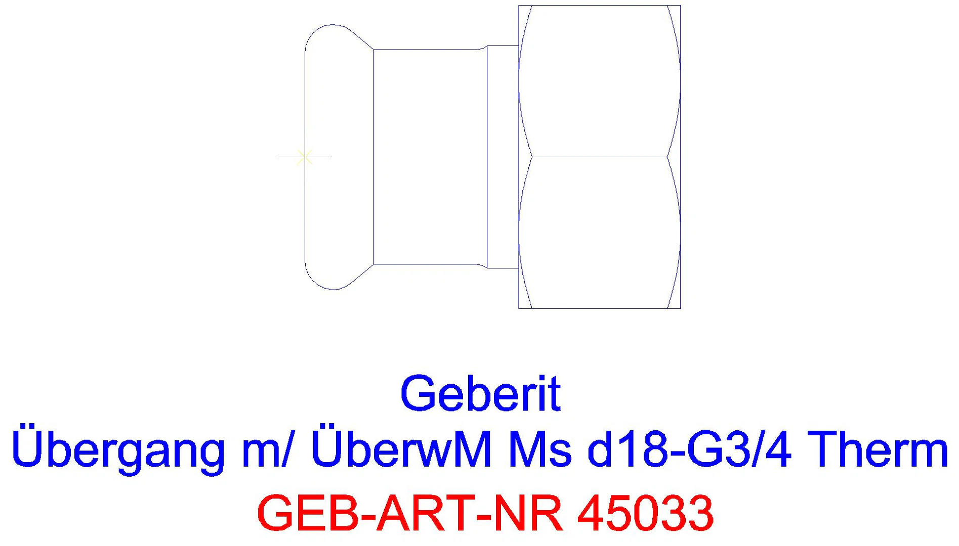 GE Mapress Therm Übergang mit Überwurfmutter d15-G3/4_45033_a