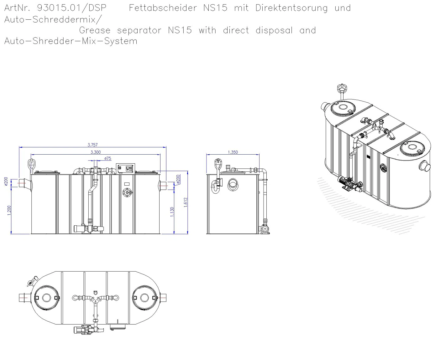 KESSEL-Fettabscheider EasyClean free NS 15, Auto Mix