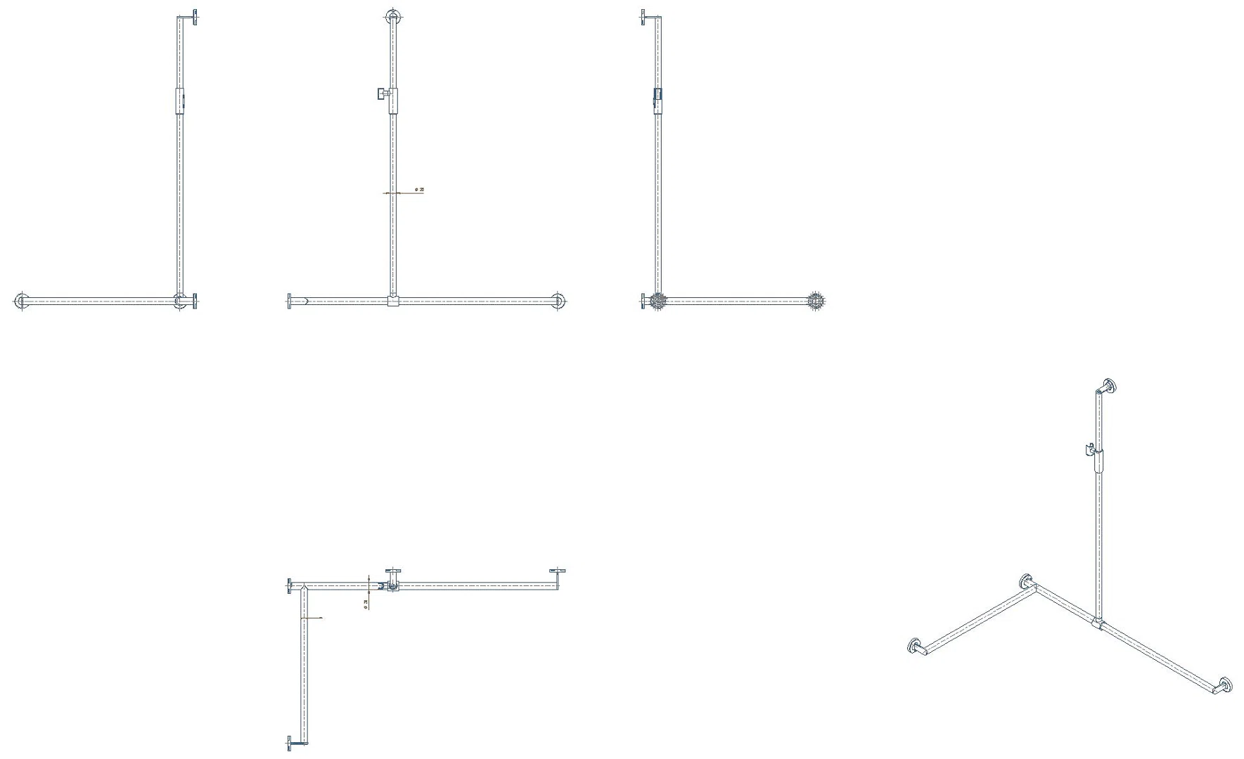 HEWI DUHA,d:25/30,A1:1250,W1:1185,W2:765 li, plvb, Br.H.mag. weiß tiefmatt