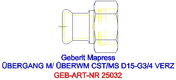 GE Mapress C-Stahl Übergang mit Überwurfmutter d15-G3/4 verzinkt_25032_A