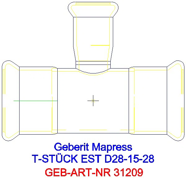 GE Mapress Edelstahl T-Stück reduziert d28-15-28_31209_A