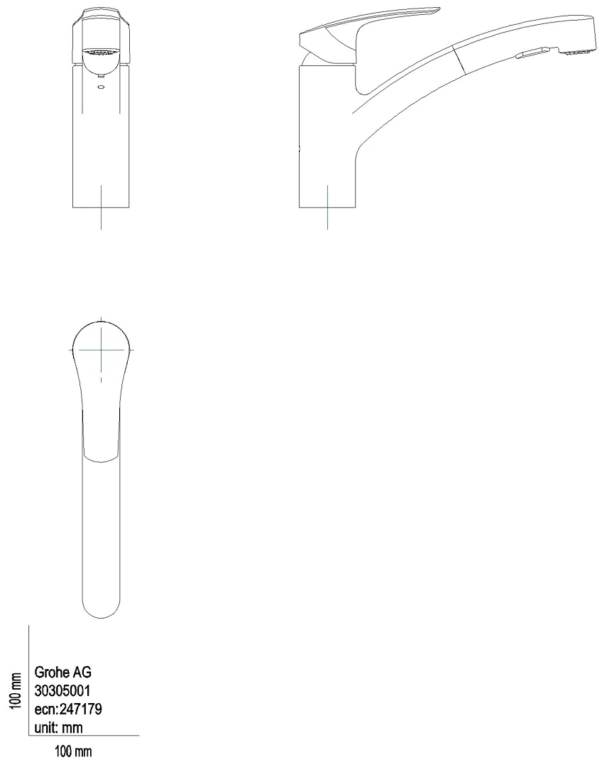 GROHE EH-SPT-Batterie Eurosmart 30305_1 fl. Ausl. azb. Dual-Spülbr. supersteel