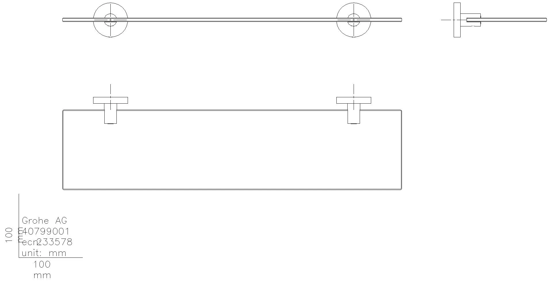 GROHE Ablage Essentials 40799_1 600mm Material Glas / Metall chrom