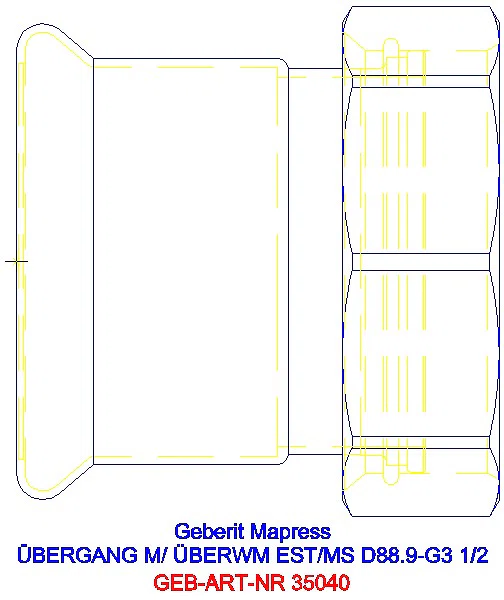 GE Mapress Edelstahl Übergang mit Überwurfmutter d88.9-G3 1/2_35040_G