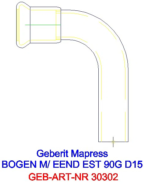 GE Mapress Edelstahl Bogen 90Gr d15 mit Einschubende_30302_A