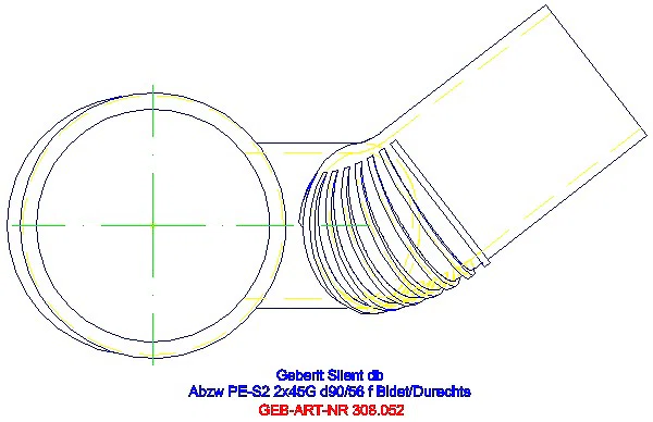 GE Silent-db20 Abzweig 45Gr für Apparateanschluss, rechts d90/56_308.052.14.1_G
