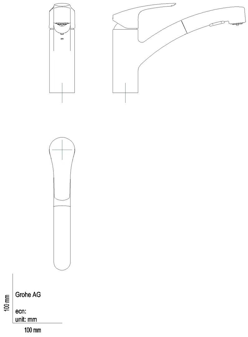 GROHE EH-SPT-Batterie Eurosmart 101231 ND flacher Auslauf azb. Spülbrause chrom