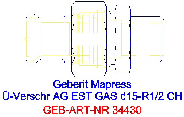 GE Mapress Edelstahl Übergangsverschr. mit AG (Gas) d15-R1/2_34430_A