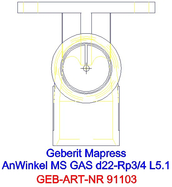 GE Mapress Kupfer Übergangswinkel 90Gr (Gas) Ms d22-Rp3/4_91103_G