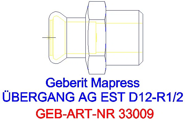 GE Mapress Edelstahl Übergang mit AG d12-R1/2_33009_G